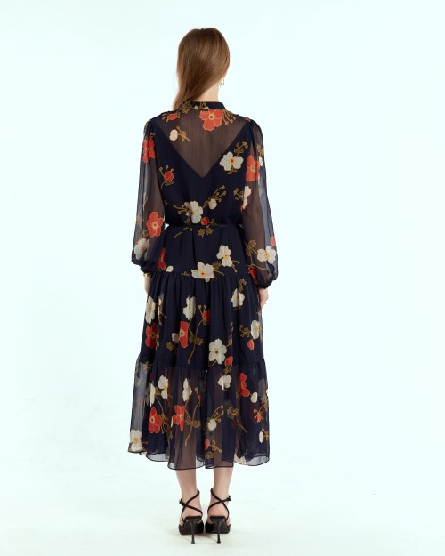 SIXDO Voile Flared Dress for Women